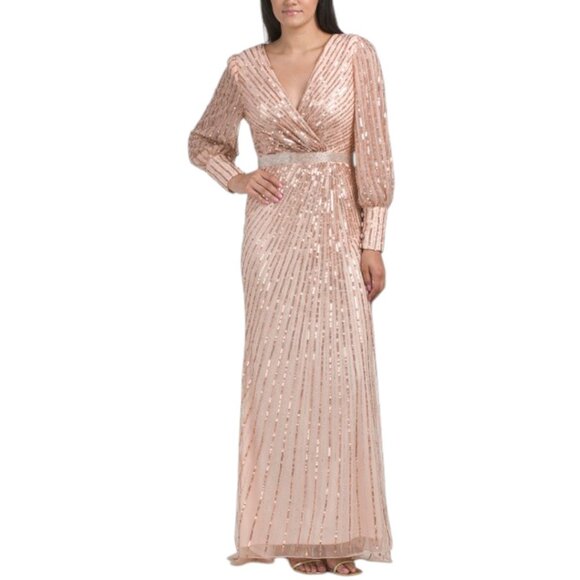 Mac Duggal Dresses & Skirts - MAC DUGGAL Long Sleeve Sequin Wrap Style Gown
